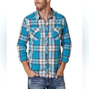 Reclaim Standard Fit Men's Blue Pearl Button Down Shirt Size M